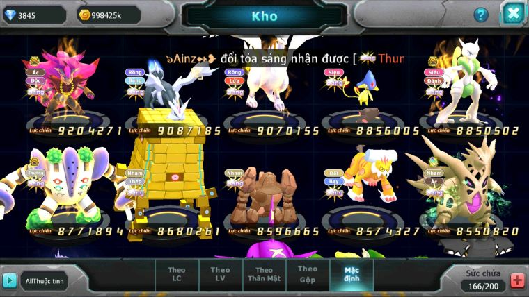 MÃ : #TTS2929 - SV 289 - TOP 2-3 CHAM - DIANCIE - HOOH - PALKIA CỘNG HƯỞNG DYNAMAX RAY BC W DYNAMAX NHIỀU PET BC NGON