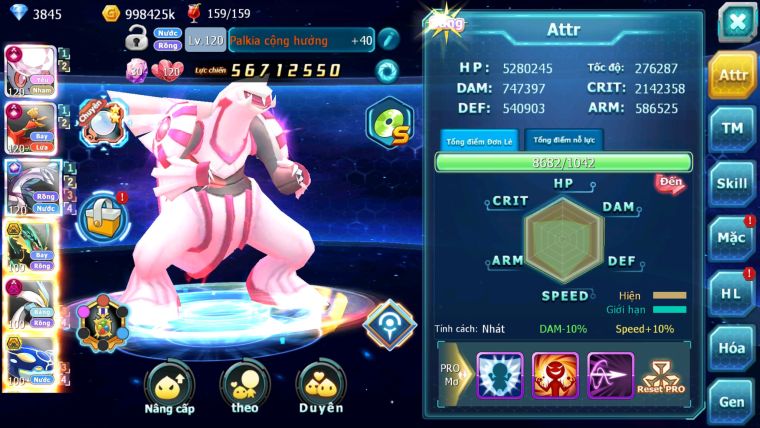 MÃ : #TTS2929 - SV 289 - TOP 2-3 CHAM - DIANCIE - HOOH - PALKIA CỘNG HƯỞNG DYNAMAX RAY BC W DYNAMAX NHIỀU PET BC NGON