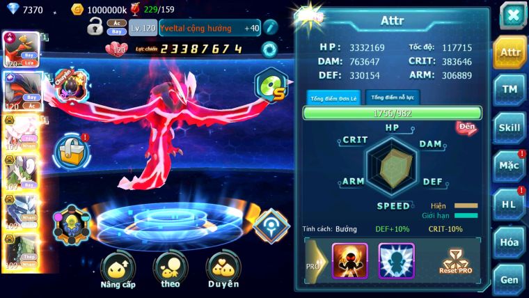 MÃ : #TTS2949 - SV 1304 - TOP 4 PK - V13 - HOOH CH DYNAMAX YVETAL CH DYNAMAX DIANCIE BC THẦN GIÓ BC RẮN BĂNG BC 3 TEAM NGON