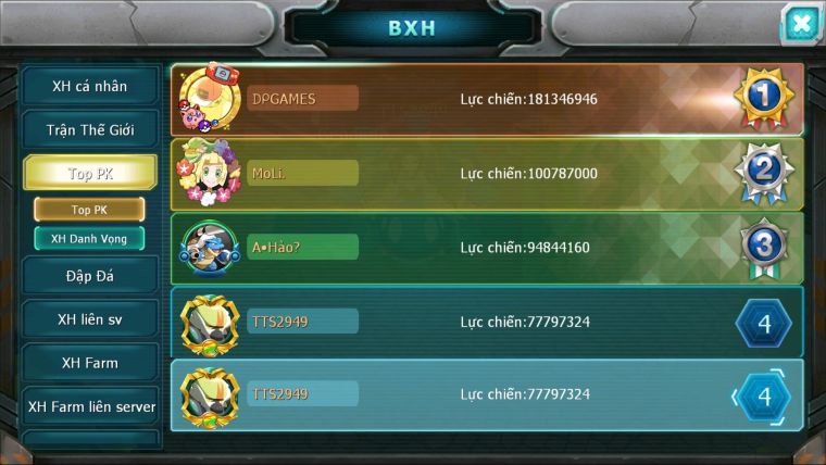 MÃ : #TTS2949 - SV 1304 - TOP 4 PK - V13 - HOOH CH DYNAMAX YVETAL CH DYNAMAX DIANCIE BC THẦN GIÓ BC RẮN BĂNG BC 3 TEAM NGON