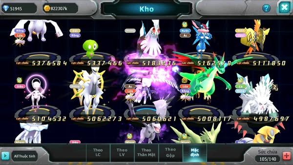 MÃ : #TTS3061 - SV 996 - TOP15 - HOOH CH DYNAMAX YVETAL CH WB BC THẦN GIÓ BC RẮN BĂNG BC QVLD BC GROUDON BC
