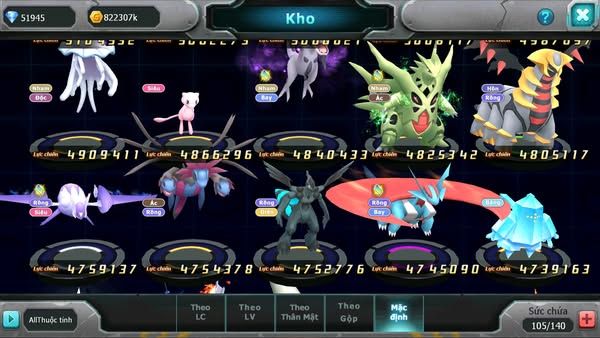 MÃ : #TTS3061 - SV 996 - TOP15 - HOOH CH DYNAMAX YVETAL CH WB BC THẦN GIÓ BC RẮN BĂNG BC QVLD BC GROUDON BC