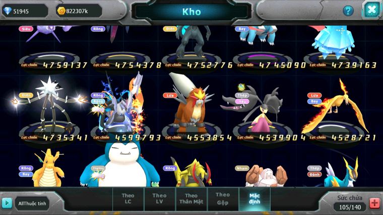 MÃ : #TTS3061 - SV 996 - TOP15 - HOOH CH DYNAMAX YVETAL CH WB BC THẦN GIÓ BC RẮN BĂNG BC QVLD BC GROUDON BC