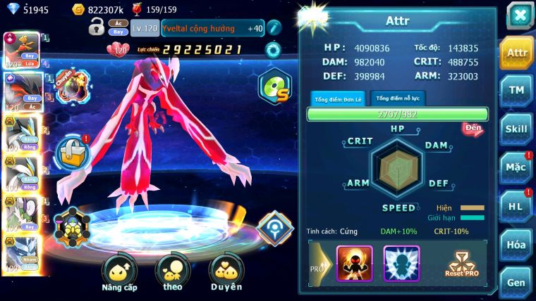 MÃ : #TTS3061 - SV 996 - TOP15 - HOOH CH DYNAMAX YVETAL CH WB BC THẦN GIÓ BC RẮN BĂNG BC QVLD BC GROUDON BC