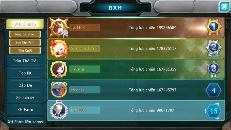 MÃ : #TTS3061 - SV 996 - TOP15 - HOOH CH DYNAMAX YVETAL CH WB BC THẦN GIÓ BC RẮN BĂNG BC QVLD BC GROUDON BC
