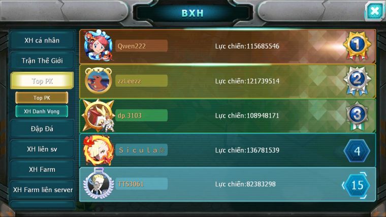 MÃ : #TTS3061 - SV 996 - TOP15 - HOOH CH DYNAMAX YVETAL CH WB BC THẦN GIÓ BC RẮN BĂNG BC QVLD BC GROUDON BC