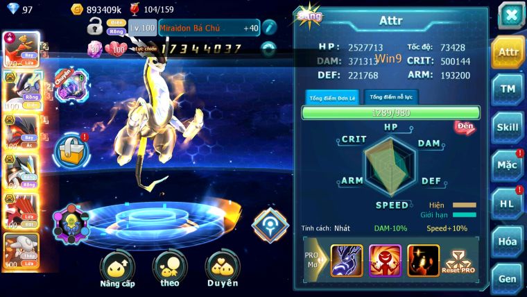 MÃ : #TTS3094 - SV 1439 - TOP9PK - V14 - HOOH CH DYNAMAX CHỈ SỐ CỰC BÁ ĐẠO MIRAIDON BC ĐC + 8 - YVETAL BC CẶP WB BC QUÁ NGON