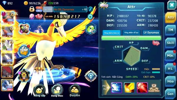 MÃ : #TTS3171 - SV 1548 - TOP36 - HOOH DYNAMAX YVETAL BC THẦN GIÓ BÁ CHỦ DRAK LU BÁ CHỦ RX BC