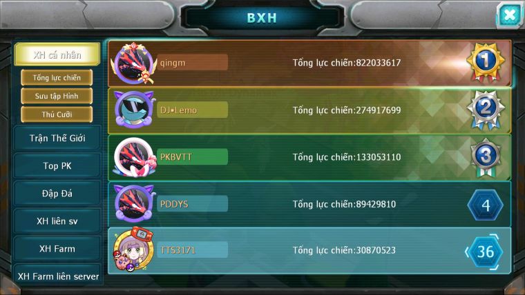 MÃ : #TTS3171 - SV 1548 - TOP36 - HOOH DYNAMAX YVETAL BC THẦN GIÓ BÁ CHỦ DRAK LU BÁ CHỦ RX BC