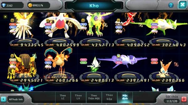 MÃ : #TTS3190 - SV 1597 - V5 - HOOH BÁ LUGIA BC THẦN GIÓ BC YVETAL BC LATI BC QVLC BC