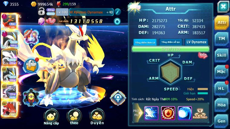 MÃ #TTS3211 - SV 987 - TOP39 - V12 - HOOH DYNAMAX WHITE DYNMAX UNVOA BLACK BC PALKIA BC QVLD BC CẶP LATI BC