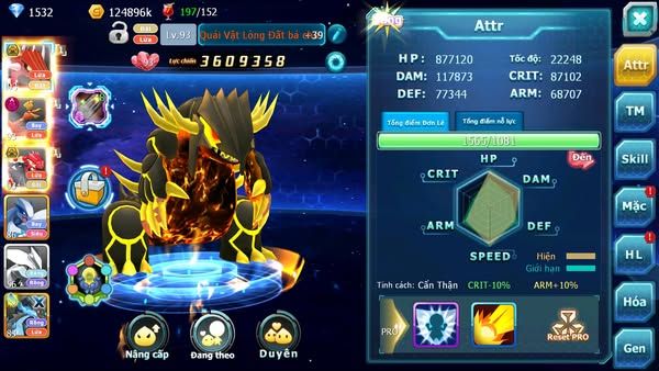 MÃ : #TTS3215 - SV 1699 - TOP6 - V6 - QVLD BÁ CHỦ HOOH DYNAMAX GROUDON BUILD CỰC NÉT