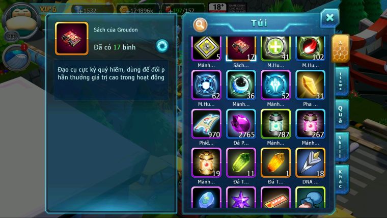 MÃ : #TTS3215 - SV 1699 - TOP6 - V6 - QVLD BÁ CHỦ HOOH DYNAMAX GROUDON BUILD CỰC NÉT