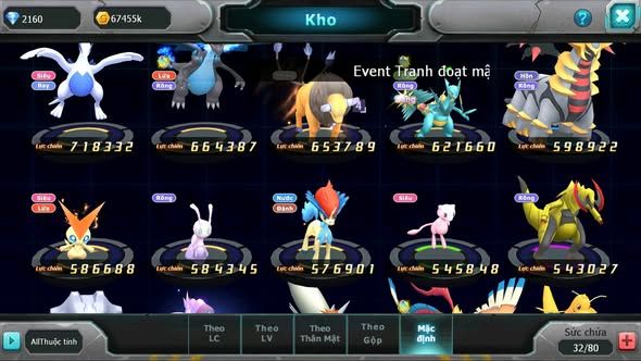 MÃ : #TTS3223 - SV 1731 - TOP30 V7 - ZEVIL DIANCIE UNVOA RẮN BĂNG RAIKOU GROUDON