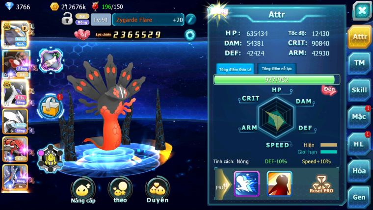 MÃ : #TTS3220 - SV 1641 - V8 - QVBC BÁ CHỦ ZEVIL CẶP LATI BÁ CHỦ UNVOA GROUDON PR DIALGA