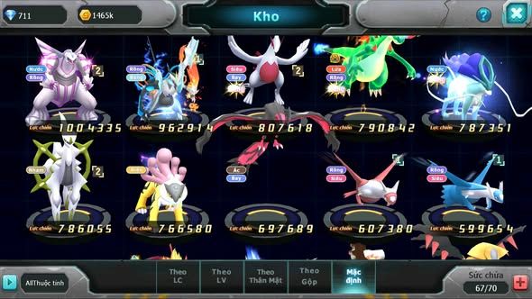 MÃ : #TTS3239 - SV 1696 - TOP33 - PALKIA UNVOA LUGIA CẶP LATI RAIKOU ARC NHAM