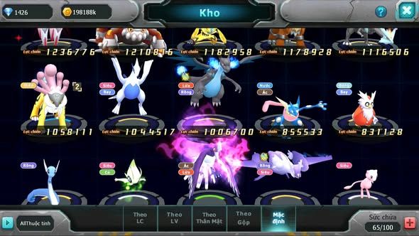 MÃ : #TTS3241 - SV 1330 - HOOH BC PIKACHU BC UNVOA QVLD TAPU KOKO ARC LỬA HENTRAN