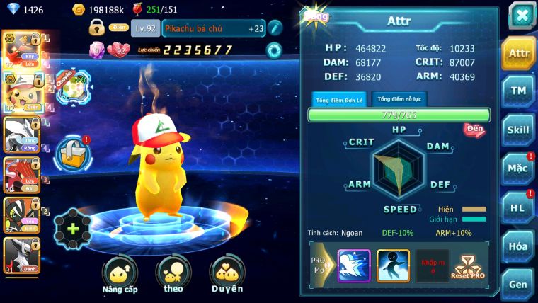 MÃ : #TTS3241 - SV 1330 - HOOH BC PIKACHU BC UNVOA QVLD TAPU KOKO ARC LỬA HENTRAN