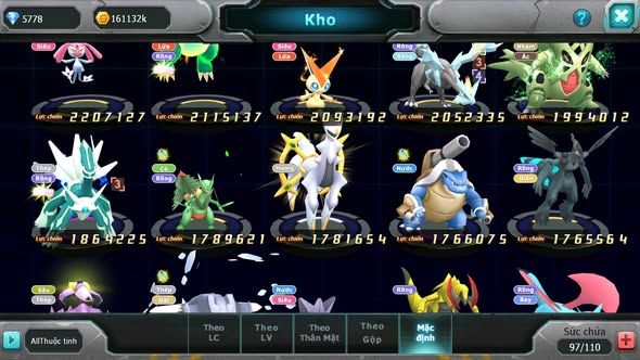MÃ : #TTS3286 - SV 1592 - V9 - PALKIA CỘNG HƯỞNG FULL SS HOOH BC UNVOA KYOGRE BC QVLD CẶP LATI