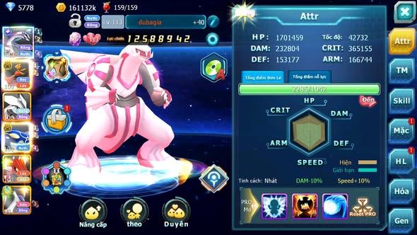 MÃ : #TTS3286 - SV 1592 - V9 - PALKIA CỘNG HƯỞNG FULL SS HOOH BC UNVOA KYOGRE BC QVLD CẶP LATI