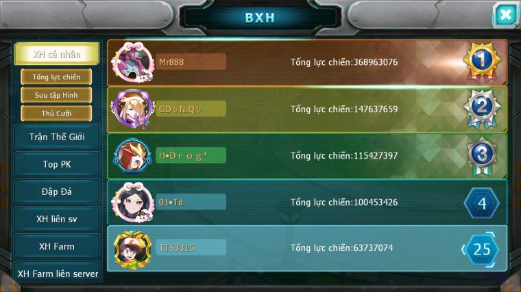 MÃ : #TTS3315 - SV 1383 - TOP15 - 100K KC - 1K2 SÁCH - HOOH CH DYNAMAX YVETAL CH BTAA BC THẦN GIÓ BC BUILD CỰC PHÊ