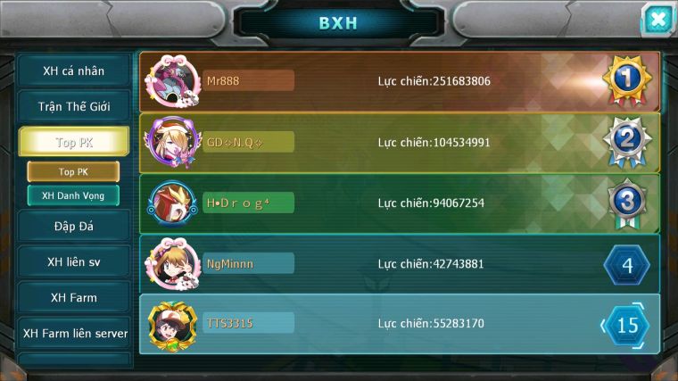 MÃ : #TTS3315 - SV 1383 - TOP15 - 100K KC - 1K2 SÁCH - HOOH CH DYNAMAX YVETAL CH BTAA BC THẦN GIÓ BC BUILD CỰC PHÊ