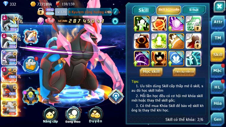 MÃ : #TTS3322 - SV 1216 - V11 - TOP6LC - BLACK WHITE KYUREM CỘNG HƯỞNG DYNAMAX PALKIA CH HOOH CH DYNAMAX YVETAL BC THẦN GIÓ BC