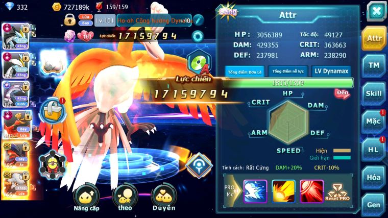 MÃ : #TTS3322 - SV 1216 - V11 - TOP6LC - BLACK WHITE KYUREM CỘNG HƯỞNG DYNAMAX PALKIA CH HOOH CH DYNAMAX YVETAL BC THẦN GIÓ BC