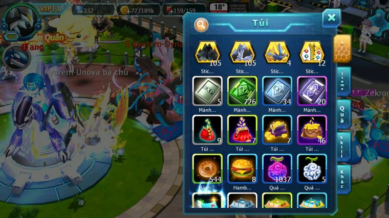 MÃ : #TTS3322 - SV 1216 - V11 - TOP6LC - BLACK WHITE KYUREM CỘNG HƯỞNG DYNAMAX PALKIA CH HOOH CH DYNAMAX YVETAL BC THẦN GIÓ BC