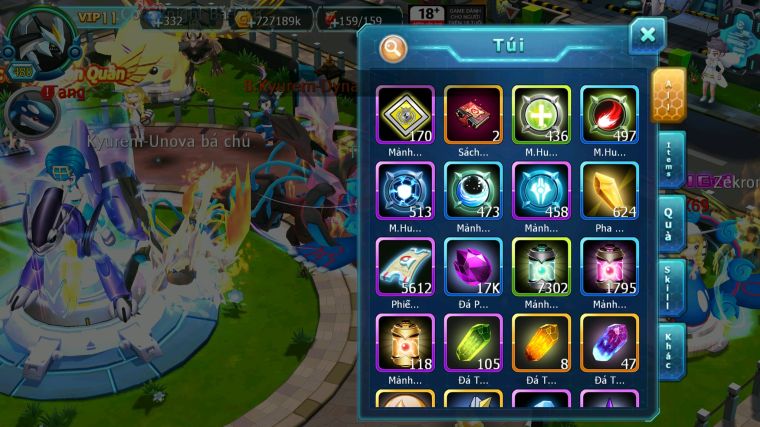 MÃ : #TTS3322 - SV 1216 - V11 - TOP6LC - BLACK WHITE KYUREM CỘNG HƯỞNG DYNAMAX PALKIA CH HOOH CH DYNAMAX YVETAL BC THẦN GIÓ BC