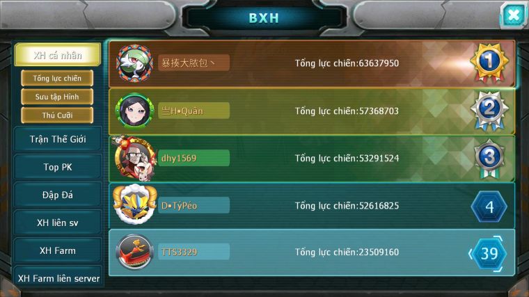 MÃ : #TTS3329 - SV 1576 - TOP29 - V11 - 27K KC  - HOOH DYNAMAX UNVOA THẦN GIÓ BC BTAA BC CẶP LATI BC QVLD BC