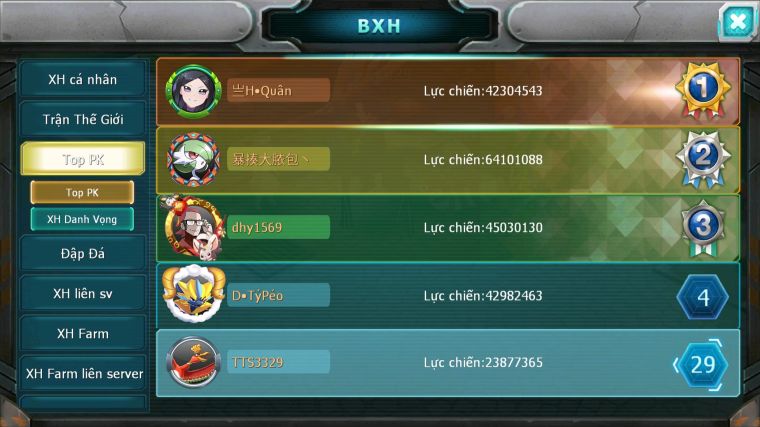 MÃ : #TTS3329 - SV 1576 - TOP29 - V11 - 27K KC  - HOOH DYNAMAX UNVOA THẦN GIÓ BC BTAA BC CẶP LATI BC QVLD BC