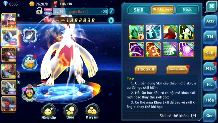 MÃ : #TTS3330 - SV 1698 - TOP15 - V6 - DRAK HOOH LUGIA BÁ CHỦ ZEVIL UNVOA WB CẶP LATI YVETAL KUYREM