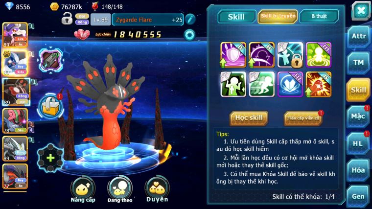 MÃ : #TTS3330 - SV 1698 - TOP15 - V6 - DRAK HOOH LUGIA BÁ CHỦ ZEVIL UNVOA WB CẶP LATI YVETAL KUYREM