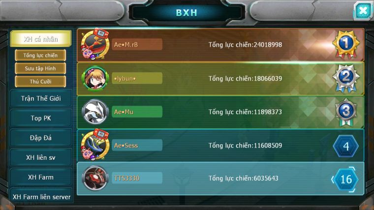 MÃ : #TTS3330 - SV 1698 - TOP15 - V6 - DRAK HOOH LUGIA BÁ CHỦ ZEVIL UNVOA WB CẶP LATI YVETAL KUYREM