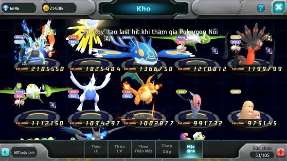 MÃ : #TTS3347 - SV 1721 - V8 - TOP 15 - 540 SÁCH - UNVOA HOOH KYOGRE CẶP LATI ZEVIL