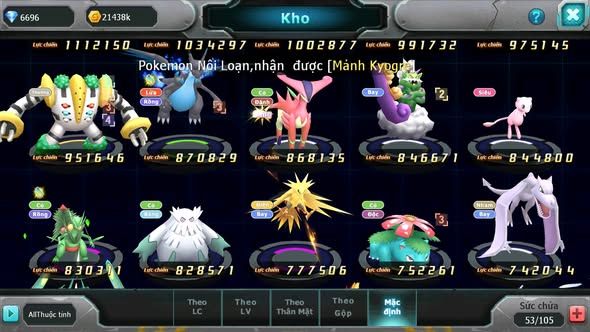 MÃ : #TTS3347 - SV 1721 - V8 - TOP 15 - 540 SÁCH - UNVOA HOOH KYOGRE CẶP LATI ZEVIL