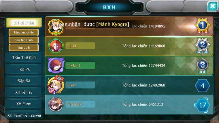 MÃ : #TTS3347 - SV 1721 - V8 - TOP 15 - 540 SÁCH - UNVOA HOOH KYOGRE CẶP LATI ZEVIL