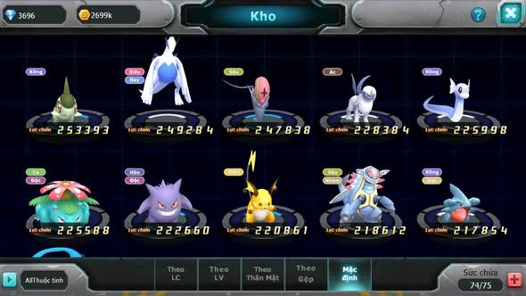 MÃ : #TTS3396 - SV 1769 - V7 TOP13 - UNVOA CELEBI RAIKOU GROUDON VỊT BẦU