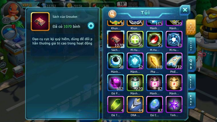 MÃ : #TTS3419 - SV 1728 - 1K1 SÁCH - 11K KC - HOOH GROUDON THẦN GIÓ YVETAL LUGIA