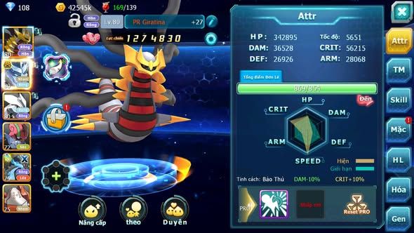 MÃ : #TTS3443 - SV1734 - V5 - GIRATINA RẮN BĂNG BÁ CHỦ UNVOA GROUDON