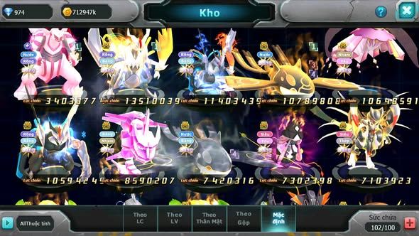 MÃ : #TTS3464 - SV1094 - TOP16 - PALKIA CỘNG HƯỞNG FUL SS CHỈ SỐ CỰC BÁ UNVOA WB BC CẶP CÁ BÁ CHỦ DIANCIE BC MEW GIÁP BC NHIỀU PET HT BC