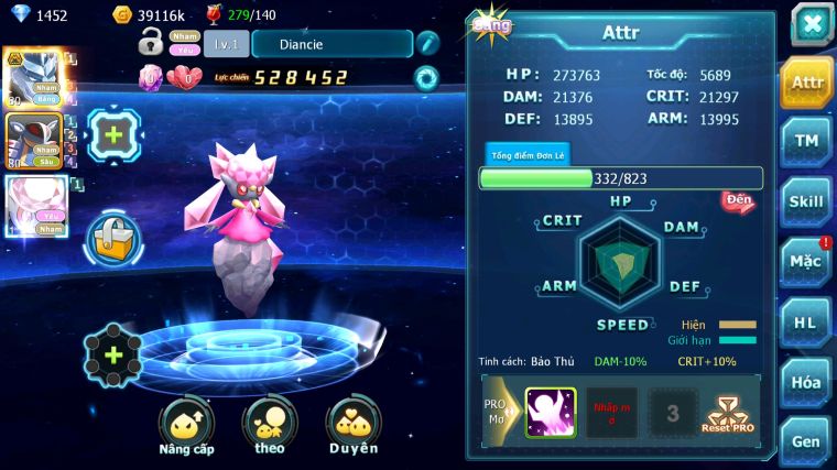 MÃ : #TTS3535 - SV 1743 - 200 MẢNH DIANCIE BÁ CHỦ ĐÃ CÓ DIANCIE , AMDLO RẮN BĂNG MES