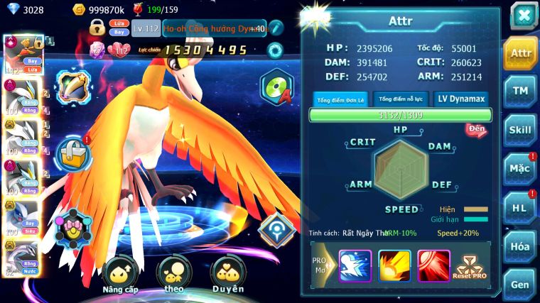 MÃ : #TTS3534 - SV 1265 - V15 - HOOH CH DYNAMAX UNVOA BÁ CHỦ WB DYNAMAX LUGIA BC PALKIA BC QUÁ NGON