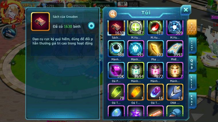 MÃ : #TTS3543 -  SV1097 - TOP29 V13 - 1K6 SÁCH - HOOH CH DYNAMAX UNVOA WB BC QVBC BC QVLD BC GROUDON BC