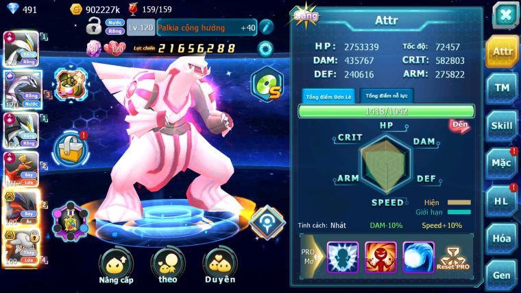 MÃ : #TTS3547 - SV 1216 - V11 - TOP 6 -  WB CH DYNAMAX PALKIA CỘNG HƯỞNG HOOH CH DYNAMAX YVETAL BC