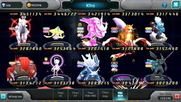 MÃ : #TTS3554 - SV 1162 - TOP 27 - HOOH CH DYNAMAX PALKIA CH DYANAMX RAYQUZA CÓ MEW Y CH MEW GIÁP BC