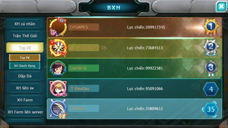 MÃ : #TTS3552 - SV 1304 - TOP35 - V10 - HOOH CH DYNAMAX YVETAL BC MEW GIÁP BC QVBC BC THẦN GIÓ BC CẶP LATI BC