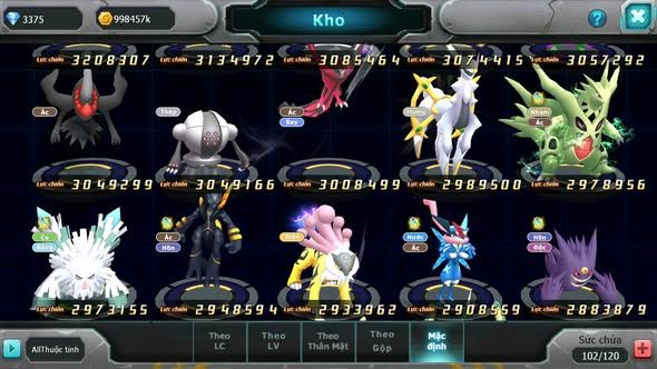 MÃ : #TTS3716 - SV 1141 - TOP41 -  HOOH DYNAMAX WHITE DYNAMAX PALKIA BÁ CHỦ UNVOA BLACK BC QVLD BC CẶP LATI BC