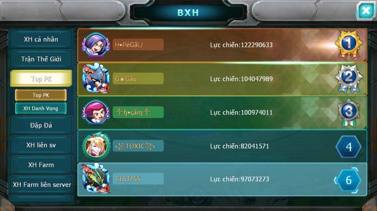 MÃ : #TTS3755 - SV 854 - TOP6PK - LUGIA CỘNG HƯỞNG GẦN 300K SP BUILD MAX HAY HOOH CH DYNAMAX THẦN GIÓ BC ACC BUILD SIÊU CHẤT